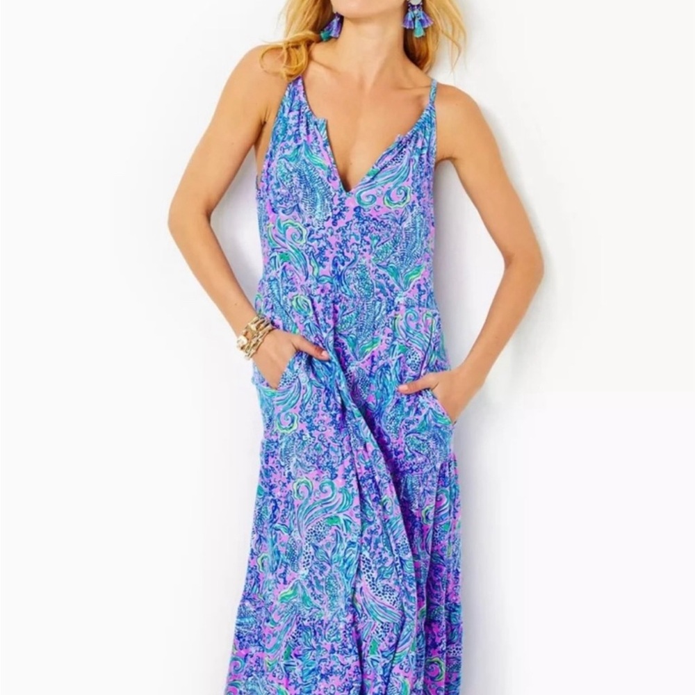 NWT Lilly Pulitzer Sz XL Maribella Halter Maxi Dress in Lilac Rose We Mermaid It